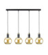 Auralis Bar Pendant Ceiling Light Black Gold Amber Glass Shade 4x E27-1