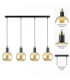 Auralis Bar Pendant Ceiling Light Black Gold Amber Glass Shade 4x E27-5