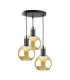 Auralis Cluster Pendant Ceiling Light Black Gold Amber Glass Shade 3x E27-1
