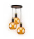 Auralis Cluster Pendant Ceiling Light Black Gold Amber Glass Shade 3x E27-3