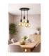 Auralis Cluster Pendant Ceiling Light Black Gold Amber Glass Shade 3x E27-4