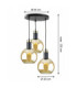 Auralis Cluster Pendant Ceiling Light Black Gold Amber Glass Shade 3x E27-9