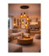 Auralis Cluster Pendant Ceiling Light Black Gold Amber Glass Shade 5x E27-2