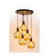 Auralis Cluster Pendant Ceiling Light Black Gold Amber Glass Shade 5x E27-3