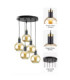 Auralis Cluster Pendant Ceiling Light Black Gold Amber Glass Shade 5x E27-4