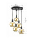 Auralis Cluster Pendant Ceiling Light Black Gold Amber Glass Shade 5x E27-8