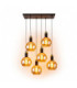 Auralis Cluster Pendant Ceiling Light Black Gold Amber Glass Shade 6x E27-3