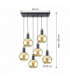 Auralis Cluster Pendant Ceiling Light Black Gold Amber Glass Shade 6x E27-9