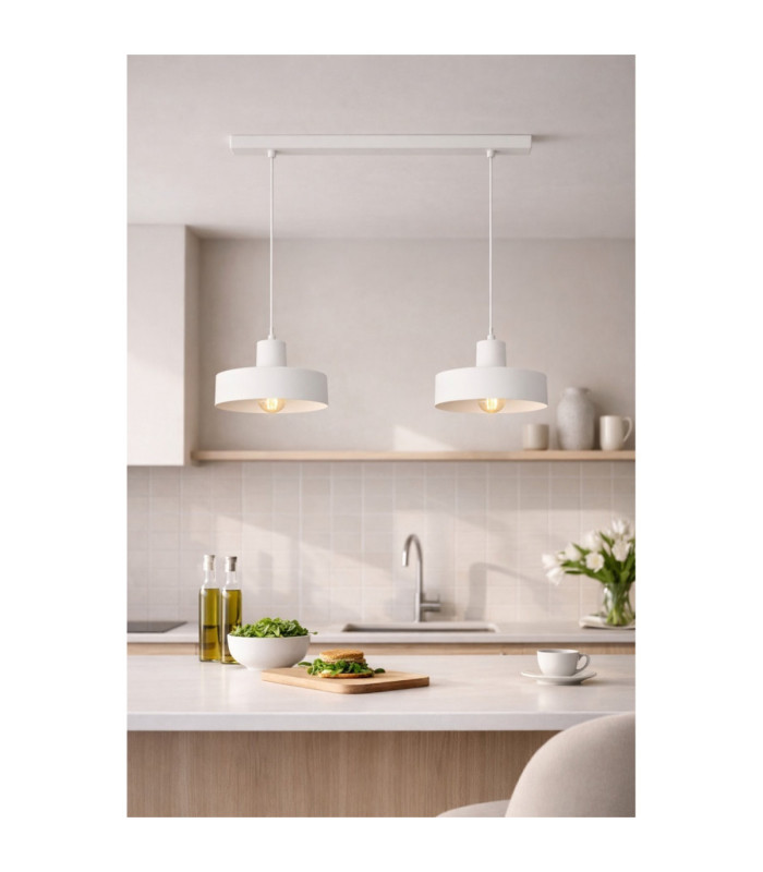Velyo Bar Pendant Ceiling Light White 2x E27-3