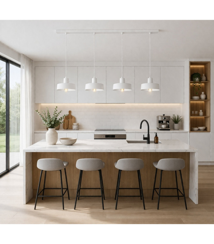 Velyo Bar Pendant Ceiling Light White 4x E27-3