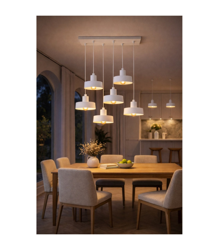 Velyo Cluster Pendant Ceiling Light White 6x E27-3