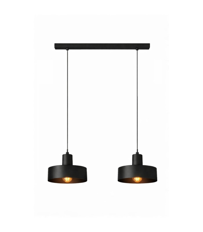 Velyo Bar Pendant Ceiling Light Black 2x E27-2