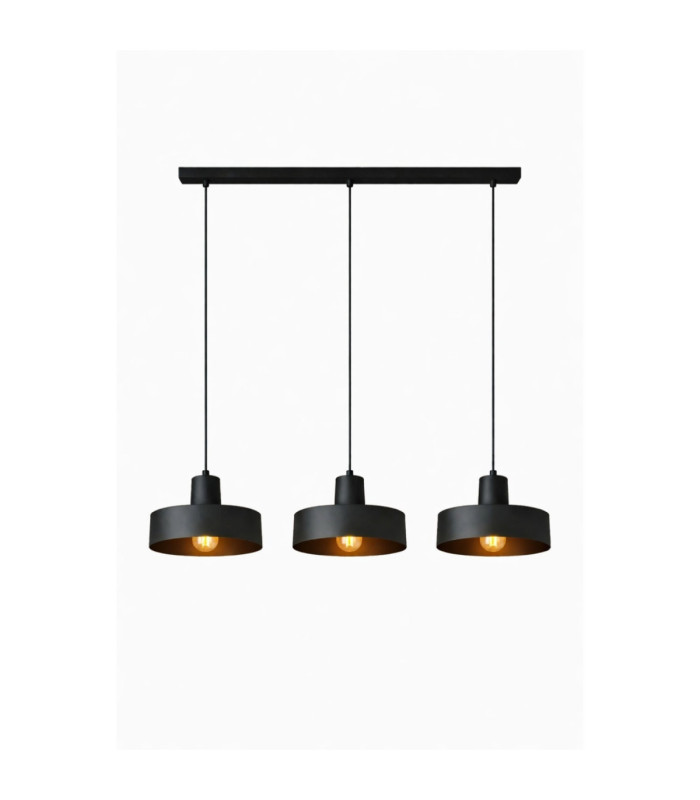 Velyo Bar Pendant Ceiling Light Black 3x E27-2