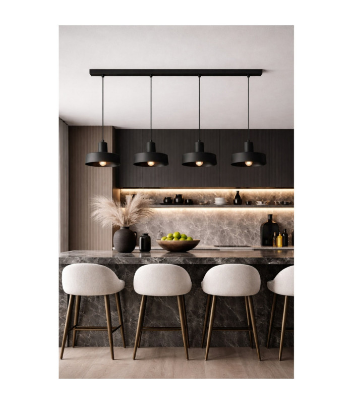 Velyo Bar Pendant Ceiling Light Black 4x E27-3