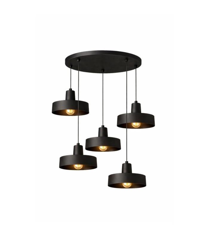 Velyo Cluster Pendant Ceiling Light Black 5x E27-2