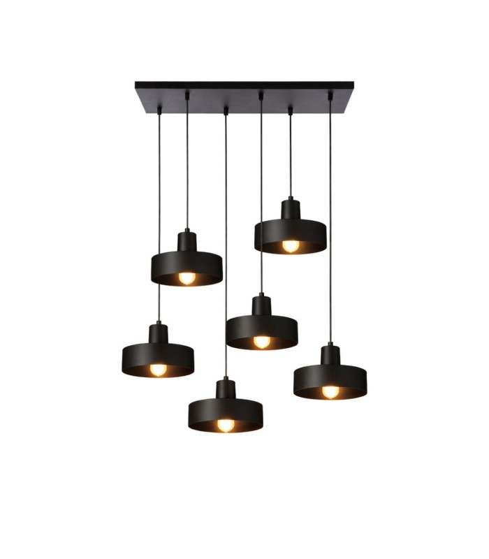 Velyo Cluster Pendant Ceiling Light Black 6x E27-2