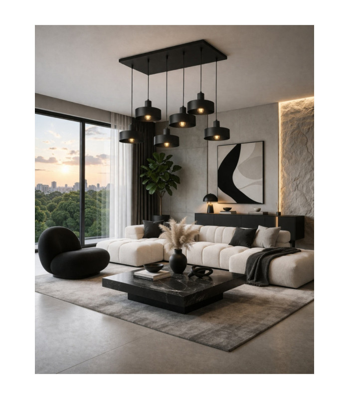 Velyo Cluster Pendant Ceiling Light Black 6x E27-3