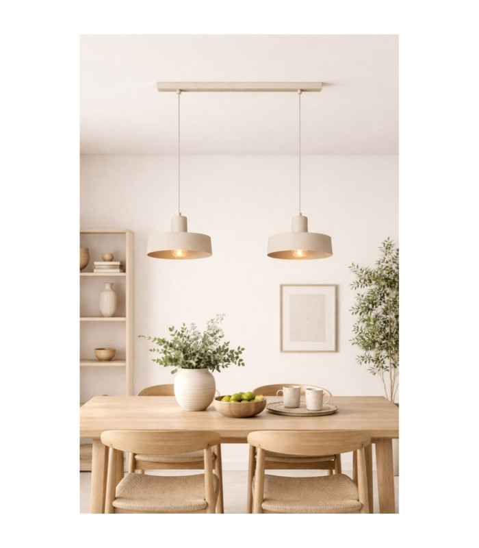 Velyo Bar Pendant Ceiling Light Beige 2x E27-3