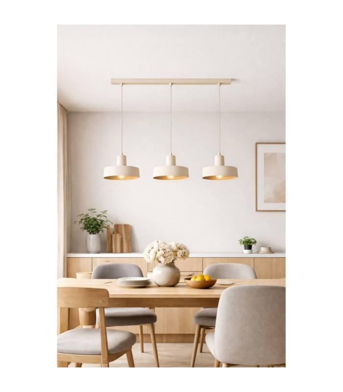 Velyo Bar Pendant Ceiling Light Beige 3x E27-3