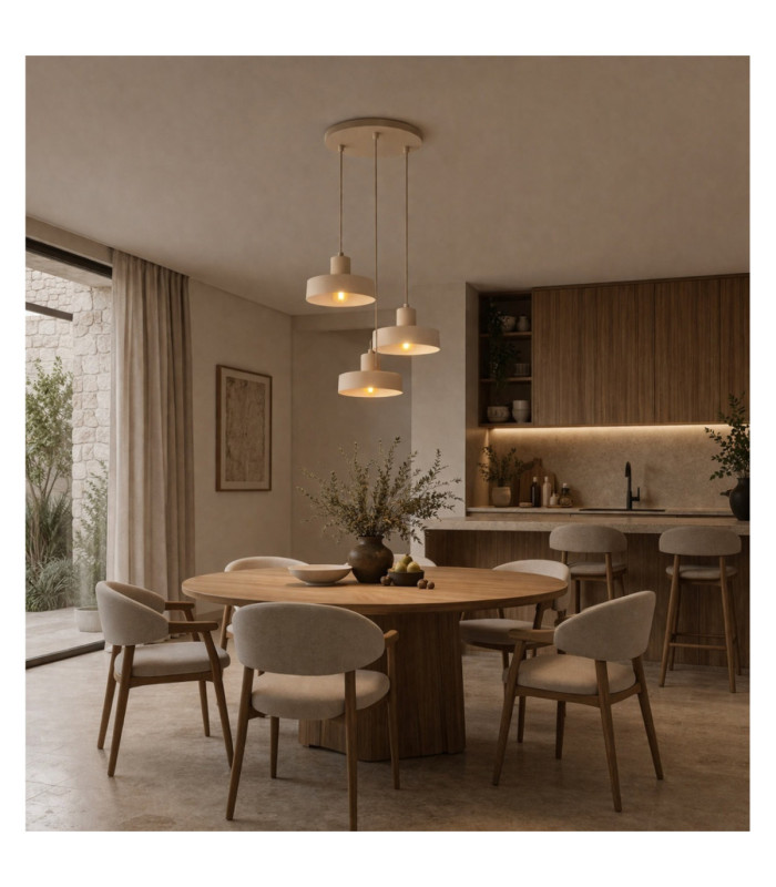 Velyo Cluster Pendant Ceiling Light Beige 3x E27-3