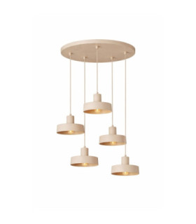 Velyo Cluster Pendant Ceiling Light Beige 5x E27-2
