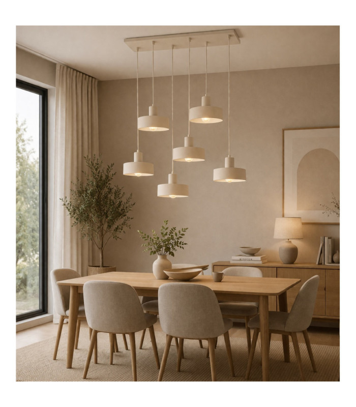 Velyo Cluster Pendant Ceiling Light Beige 6x E27-3