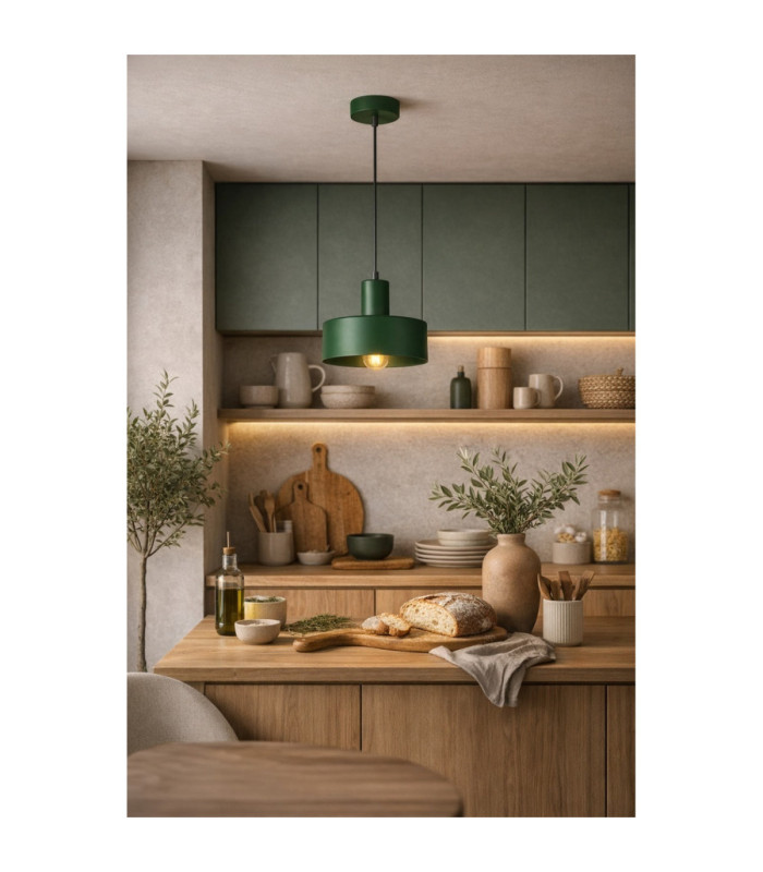 Velyo Dome Pendant Ceiling Light Green 1x E27-3