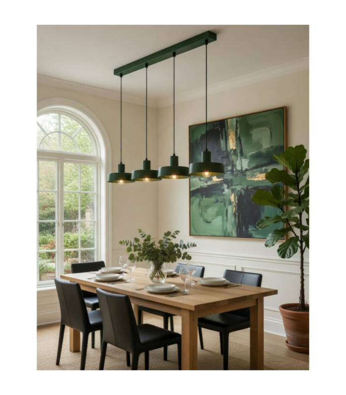 Velyo Bar Pendant Ceiling Light Green 4x E27-3