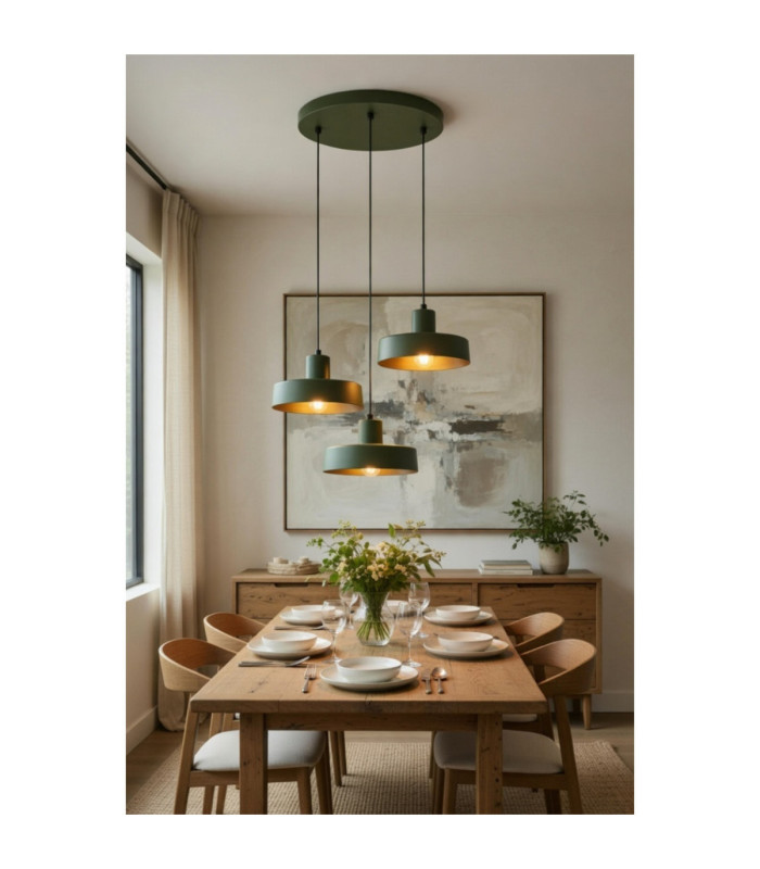Velyo Cluster Pendant Ceiling Light Green 3x E27-3