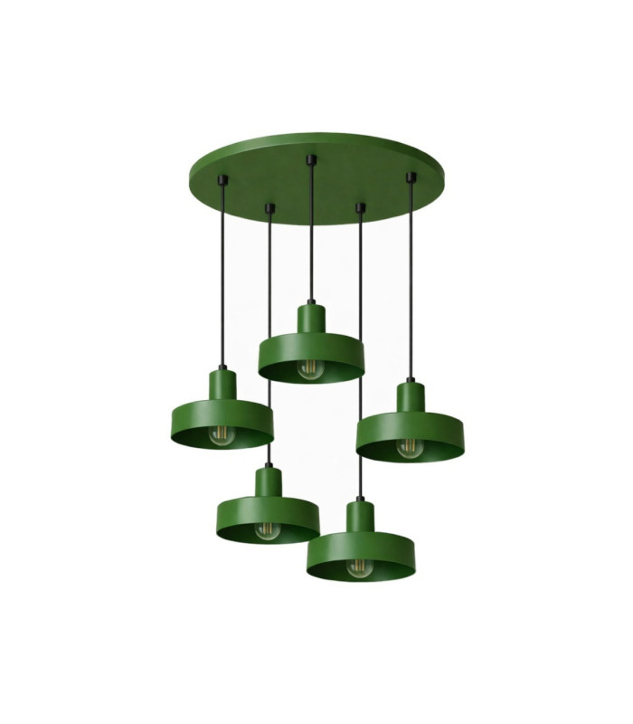 Velyo Cluster Pendant Ceiling Light Green 5x E27-1