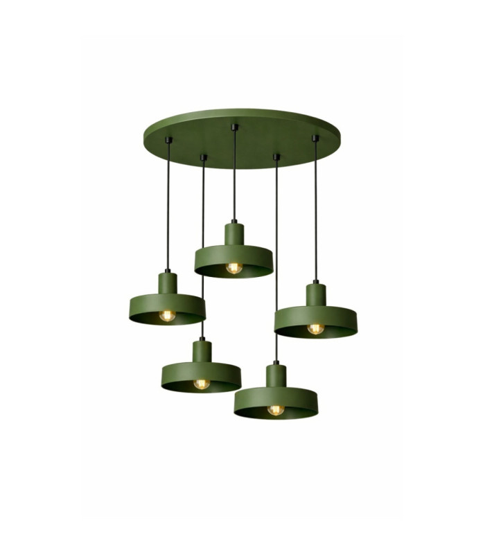 Velyo Cluster Pendant Ceiling Light Green 5x E27-2