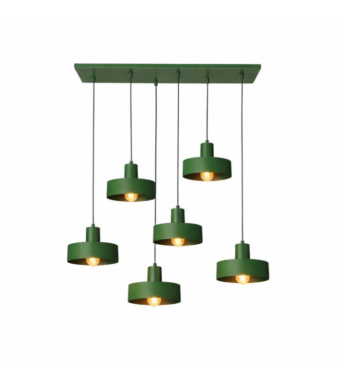 Velyo Cluster Pendant Ceiling Light Green 6x E27-2