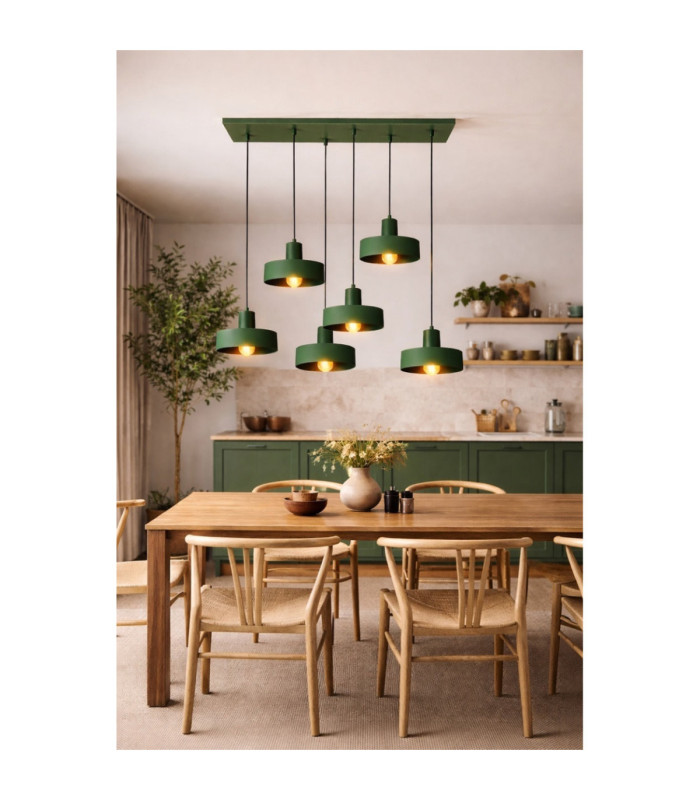 Velyo Cluster Pendant Ceiling Light Green 6x E27-3