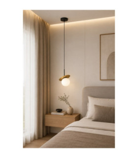 Aura Globe Pendant Ceiling Light Black Gold White Glass Shade 1x E27-2