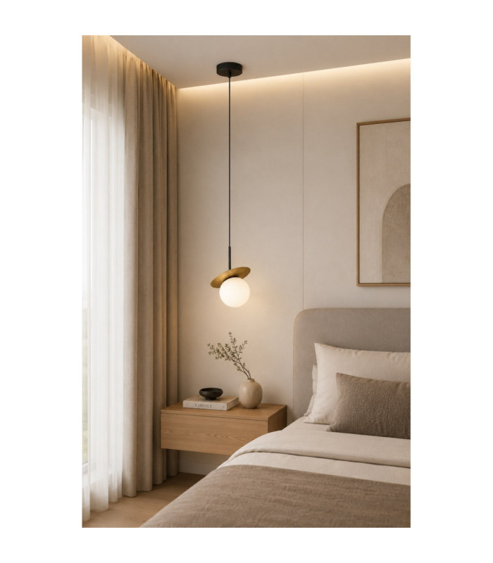 Aura Globe Pendant Ceiling Light Black Gold White Glass Shade 1x E27-2