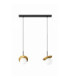 Aura Bar Pendant Ceiling Light Black Gold White Glass Shade 2x E27-1