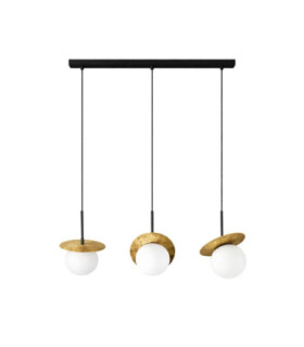 Aura Bar Pendant Ceiling Light Black Gold White Glass Shade 3x E27-1
