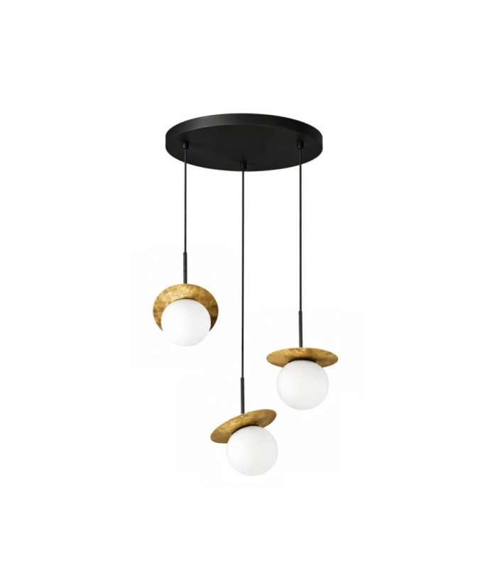 Aura Cluster Pendant Ceiling Light Black Gold White Glass Shade 3x E27-1