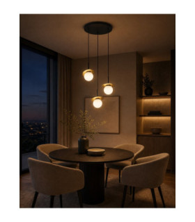 Aura Cluster Pendant Ceiling Light Black Gold White Glass Shade 3x E27-2