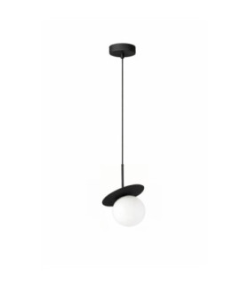 Aura Globe Pendant Ceiling Light Black White Glass Shade 1x E27-1