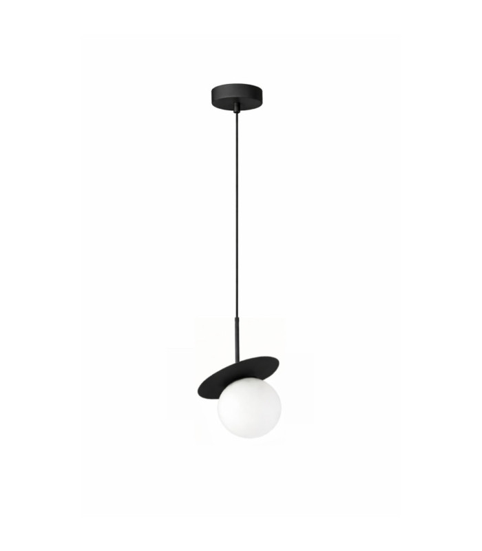 Aura Globe Pendant Ceiling Light Black White Glass Shade 1x E27-1