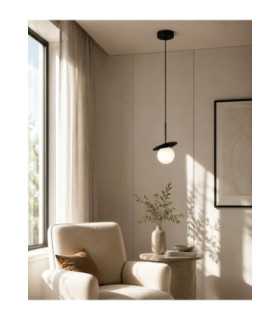 Aura Globe Pendant Ceiling Light Black White Glass Shade 1x E27-2