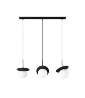 Aura Bar Pendant Ceiling Light Black White Glass Shade 3x E27-1