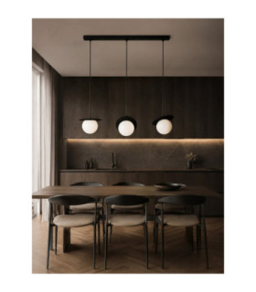 Aura Bar Pendant Ceiling Light Black White Glass Shade 3x E27-2