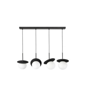Aura Bar Pendant Ceiling Light Black White Glass Shade 4x E27-1