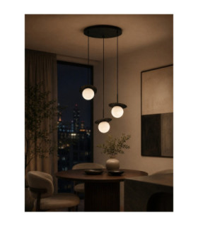 Aura Cluster Pendant Ceiling Light Black White Glass Shade 3x E27-2