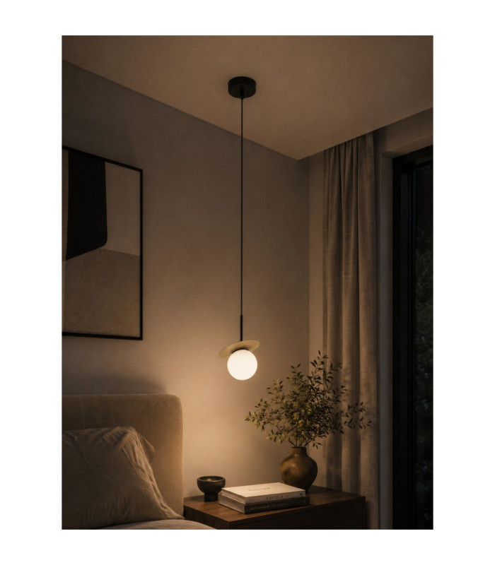 Aura Globe Pendant Ceiling Light Black Beige White Glass Shade 1x E27-2