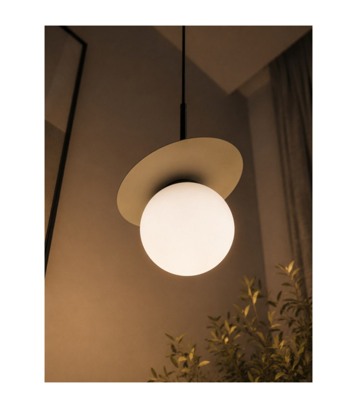Aura Globe Pendant Ceiling Light Black Beige White Glass Shade 1x E27-3