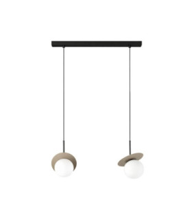 Aura Bar Pendant Ceiling Light Black Beige White Glass Shade 2x E27-1