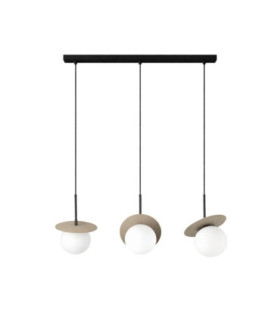 Aura Bar Pendant Ceiling Light Black Beige White Glass Shade 3x E27-1